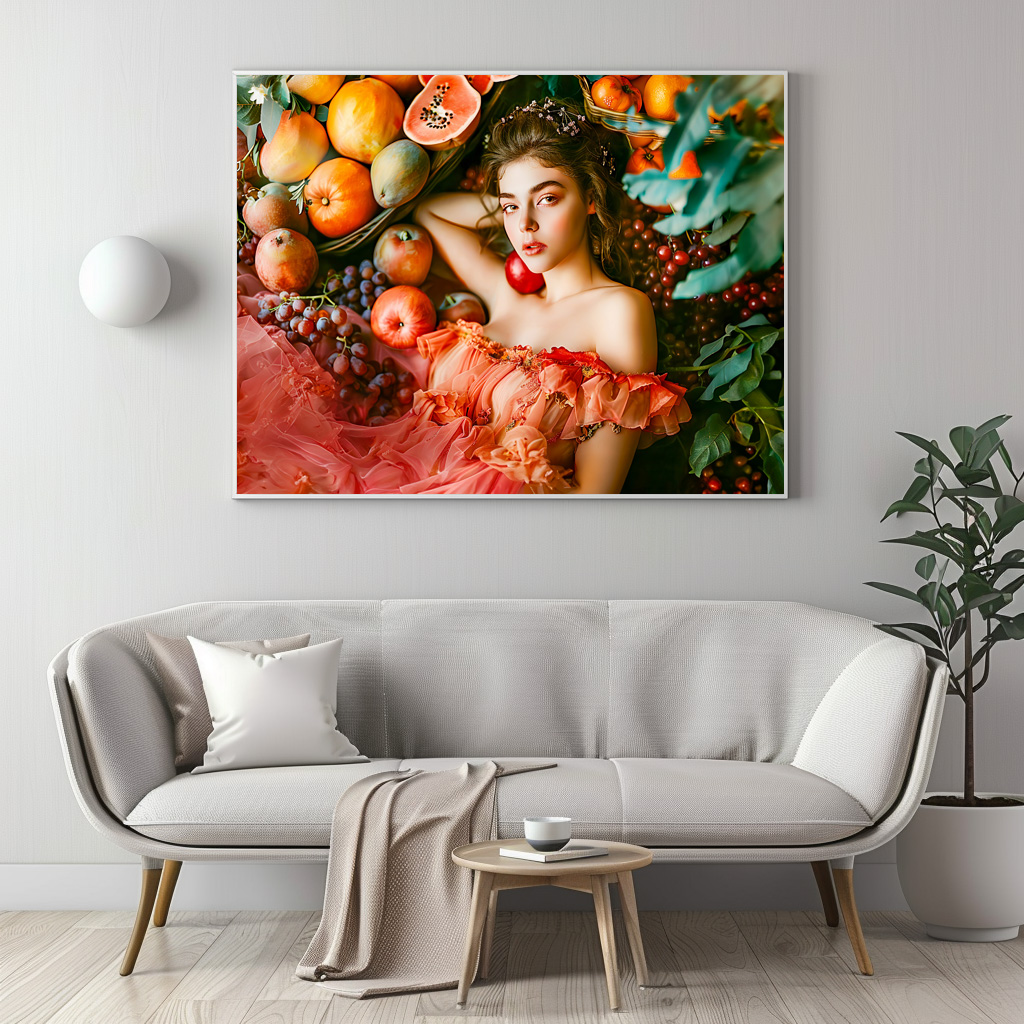 Poster: Woman with fruits and flowers portrait style - Image 2