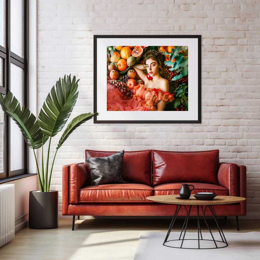 Poster: Woman with fruits and flowers portrait style - Image 3