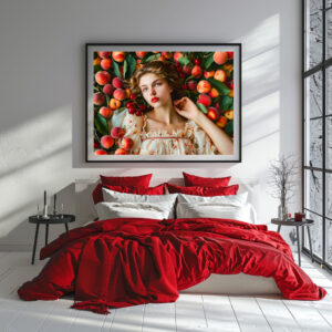 Poster: Woman with peaches and cherries