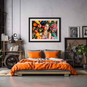 Poster: Woman with grapes and floral arrangement