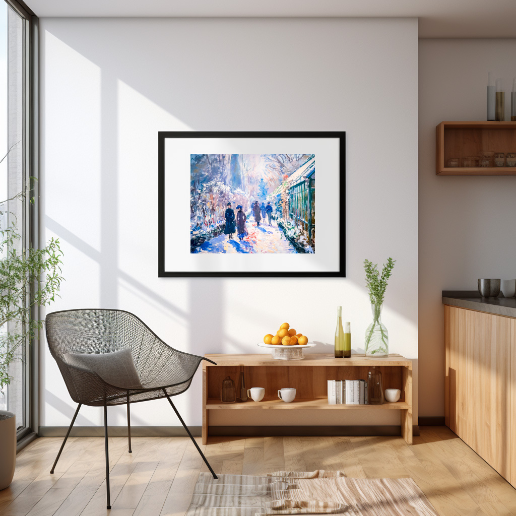 Poster: Impressionist winter garden with walkers - Image 2