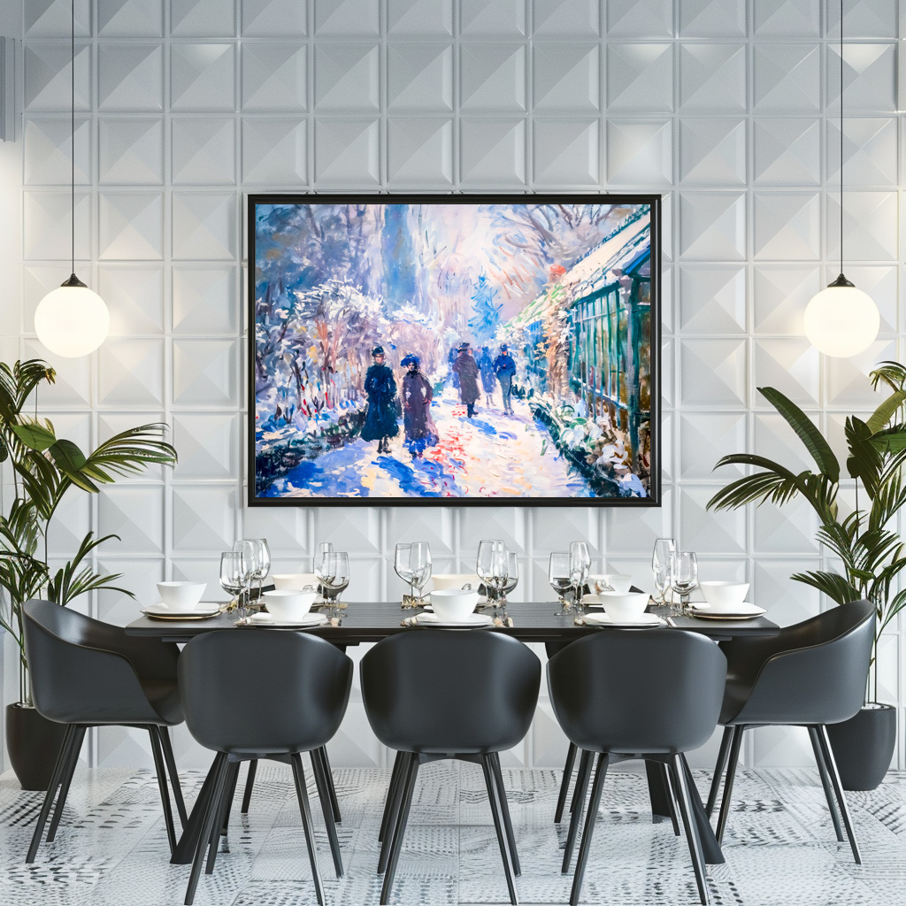 Poster: Impressionist winter garden with walkers - Image 3