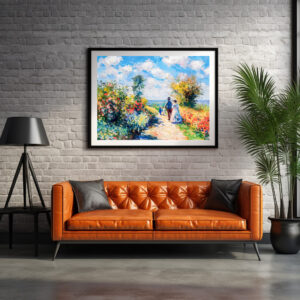 Poster: Couple on garden path by the lake