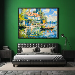 Poster: House by the lake with boat