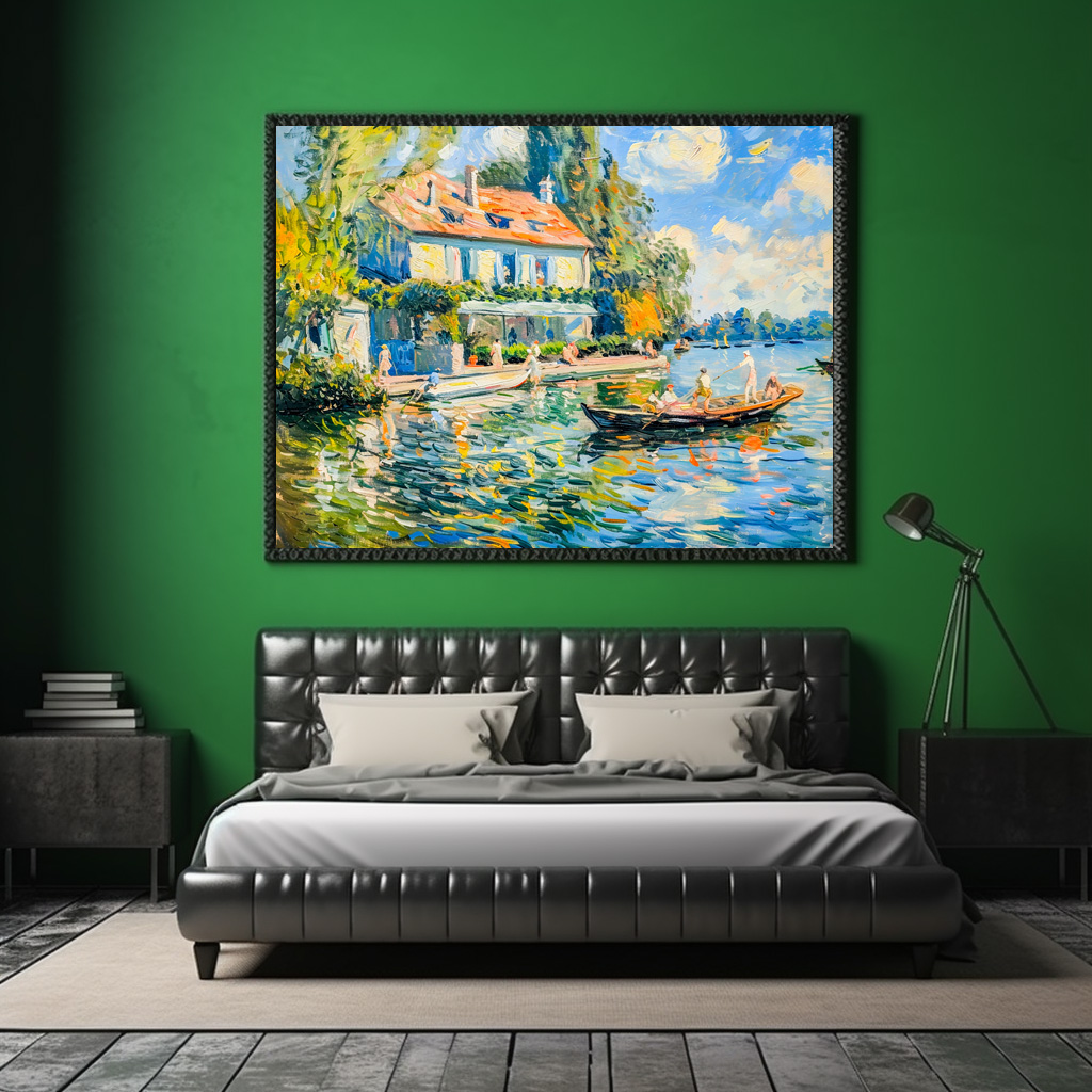 Poster: House by the lake with boat