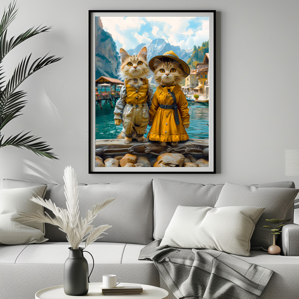 Poster: Cats by a Swiss Lakeside Village - immagine 2