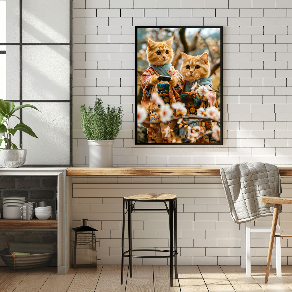 Poster: Cats Under Cherry Blossoms in Japan – Image 3
