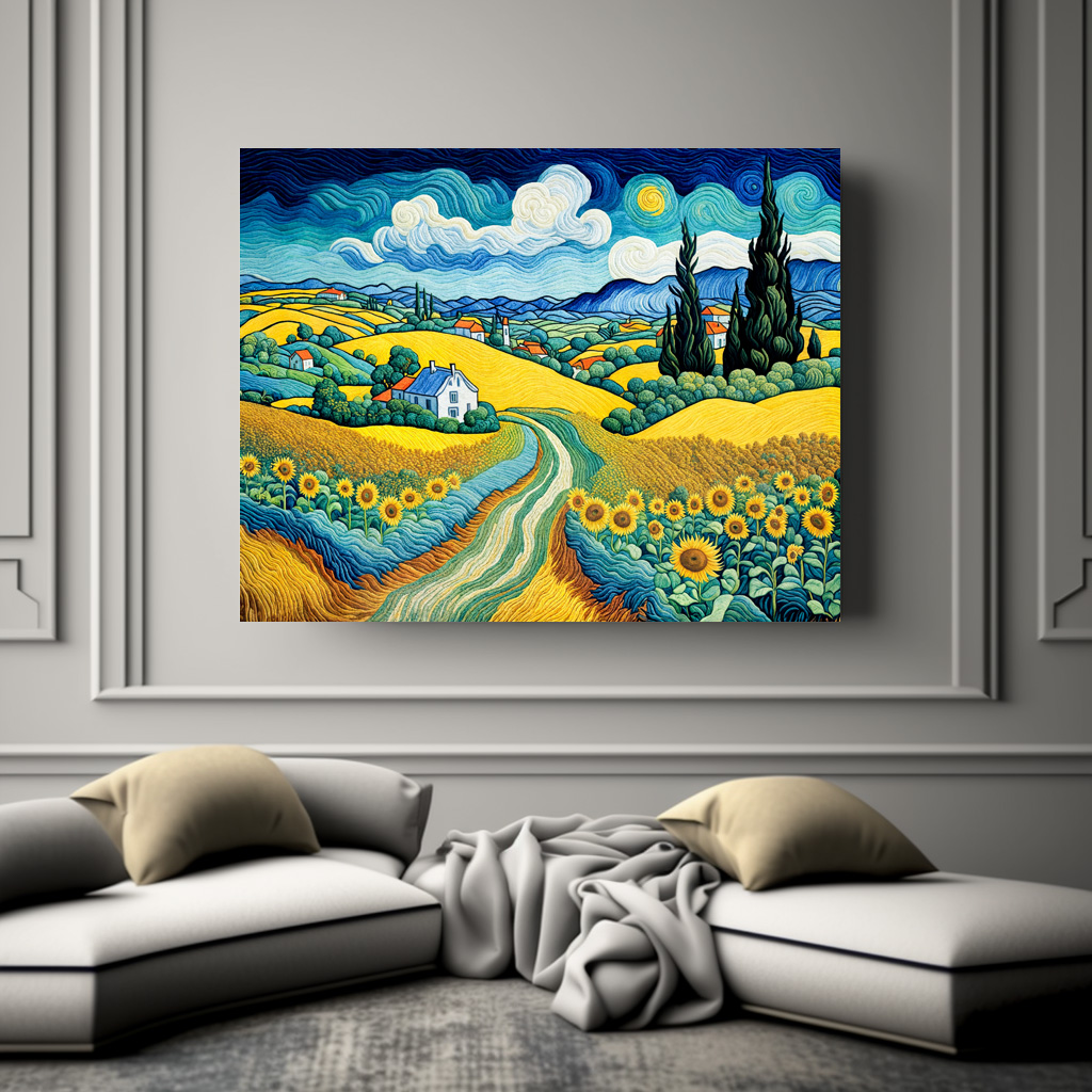 Poster: Scenic Country Path Through Sunflower Fields - Image 2