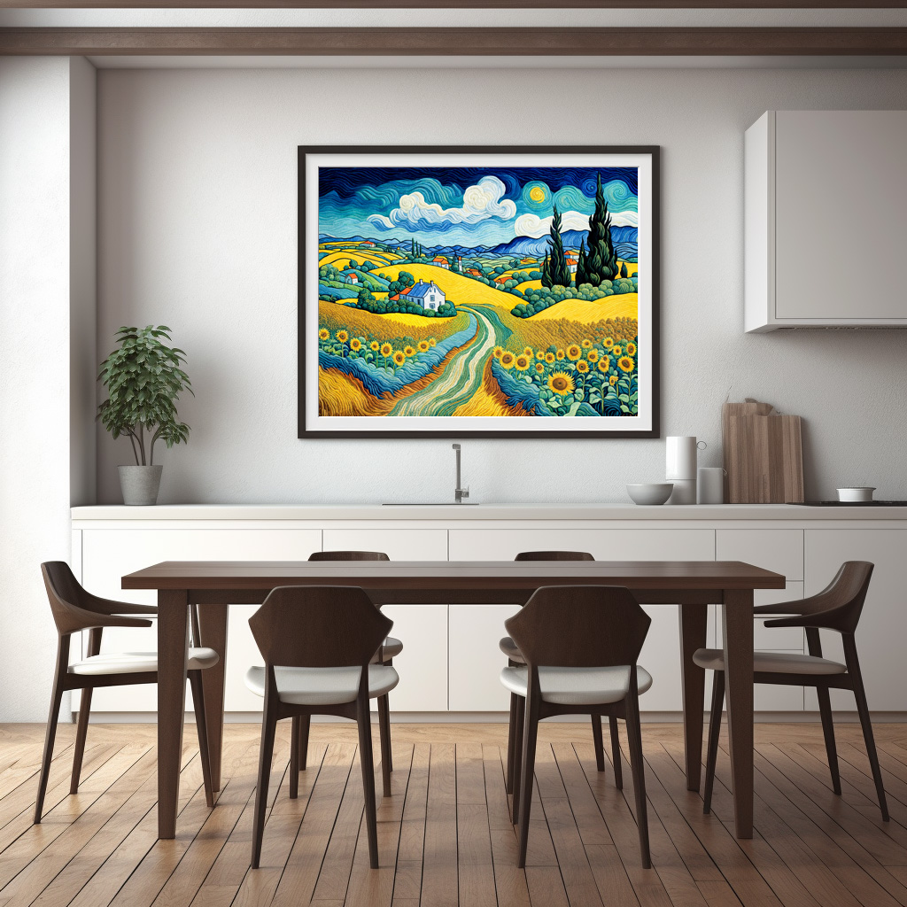 Poster: Scenic Country Path Through Sunflower Fields - Image 3