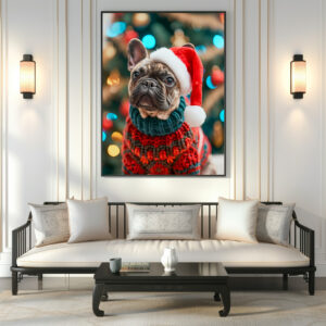 Poster: French Bulldog in Knitted Dog Attire