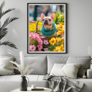Poster: French Bulldog in Knitted Dog Attire 1