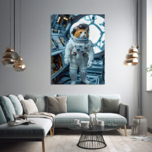 Poster: Scottish Fold cat inside space capsule