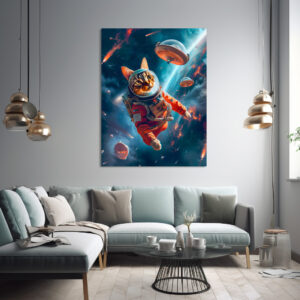 Poster: Adventurous Space Cat Floating Gracefully Beyond Earth’s Horizon