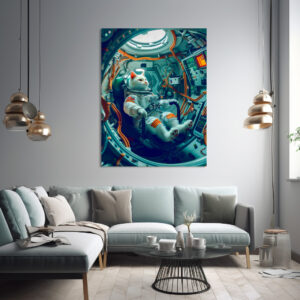 Poster: Astronaut Cat on a Mission Across the Endless Galaxy Skies