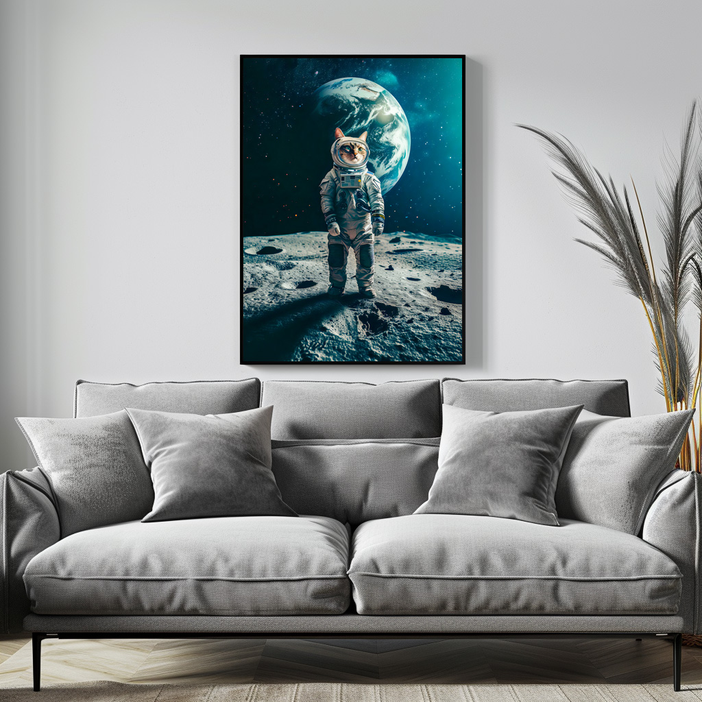 Poster: Astronaut Cat on a Mission walking on the moon – Image 3