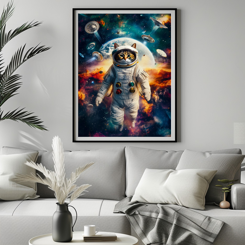 Poster: Galactic Explorer Cat Dreaming Beneath the Light of a Supernova