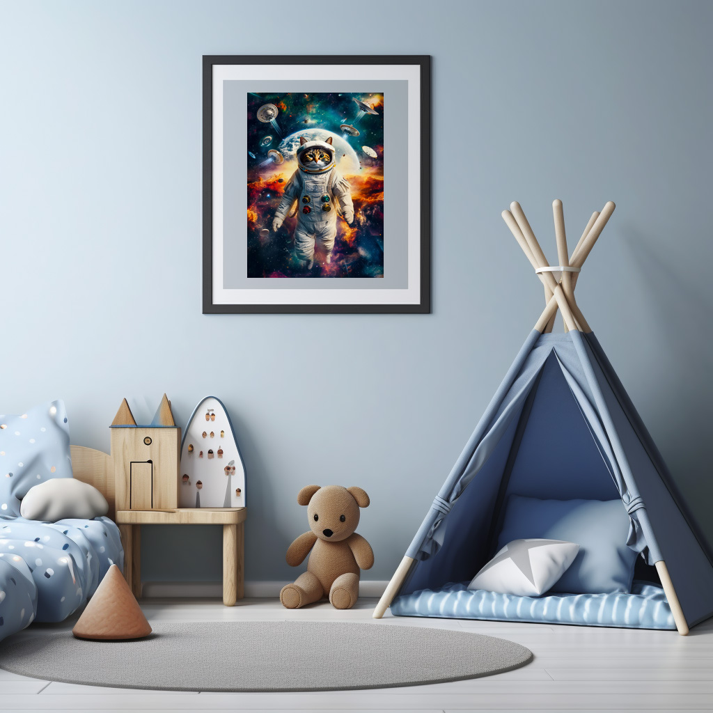 Poster: Galactic Explorer Cat Dreaming Beneath the Light of a Supernova - Imagen 3