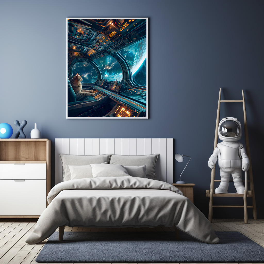 Poster: Curious Space Cat Exploring the Infinite Universe Beyond Stars - Imagen 2
