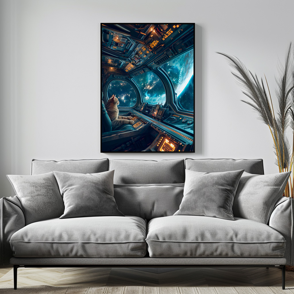 Poster: Curious Space Cat Exploring the Infinite Universe Beyond Stars - Imagen 3