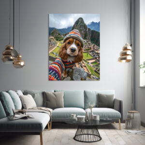 Poster: King Charles Cocker Spaniel Takes Selfies in Peru