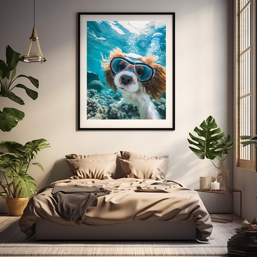 Poster: King Charles Cocker Spaniel Takes Selfies driving on a coral riff - Imagen 2