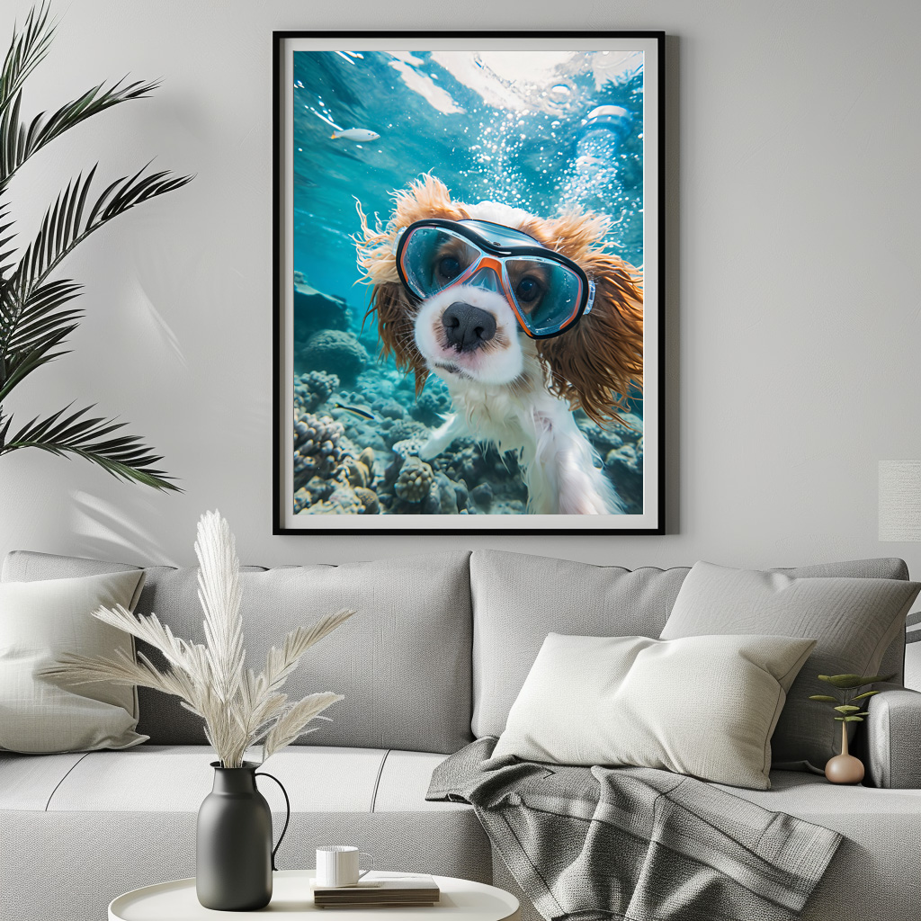 Poster: King Charles Cocker Spaniel Takes Selfies driving on a coral riff - Imagen 3