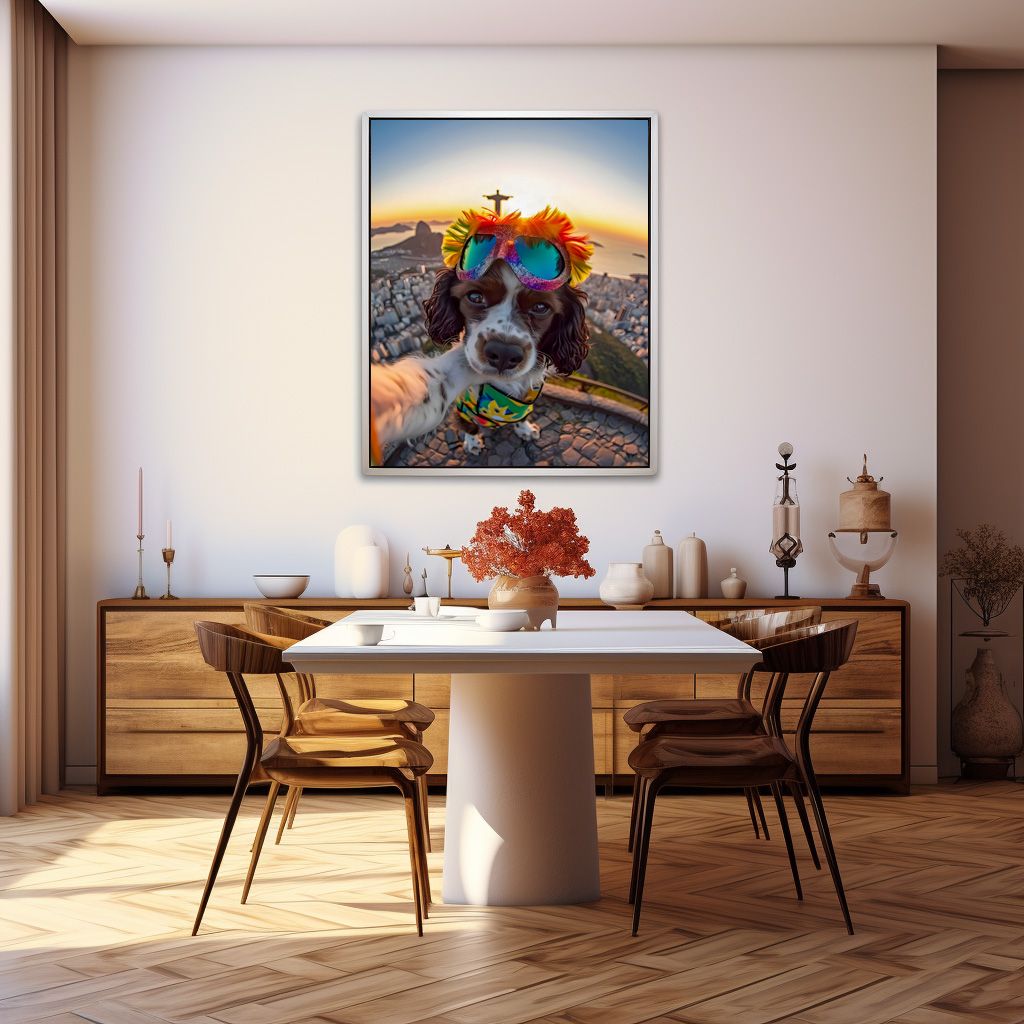 Poster: King Charles Cocker Spaniel Takes Selfies at Rio de Janeira Brazil