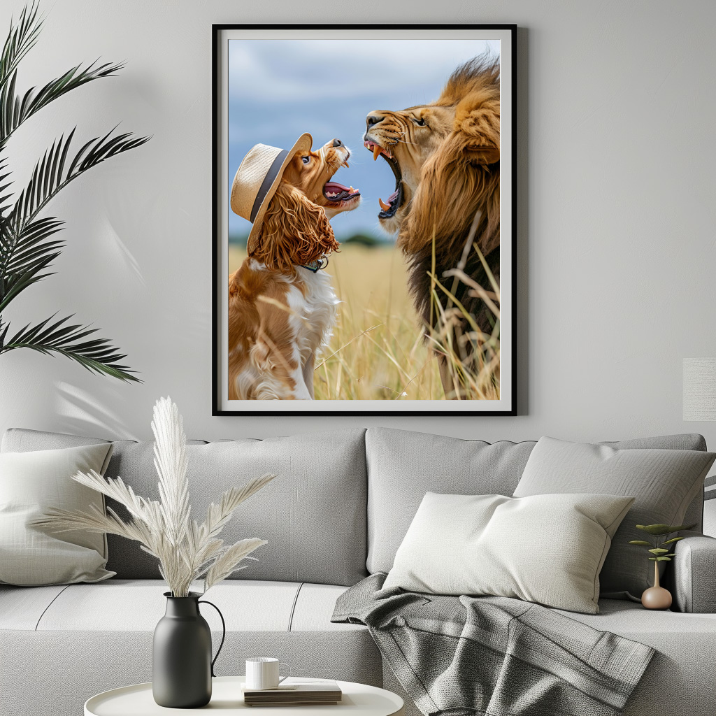 Poster: King Charles Cocker Spaniel Takes Selfies in africa with a Lion - immagine 2