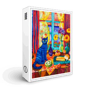 raxxa Premium-Puzzle: Cat on Kitchen Table by Window