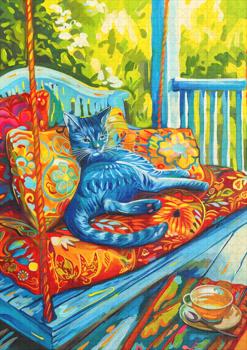 raxxa Premium-Puzzle: Cat is Grooming on Swing - Imagen 2