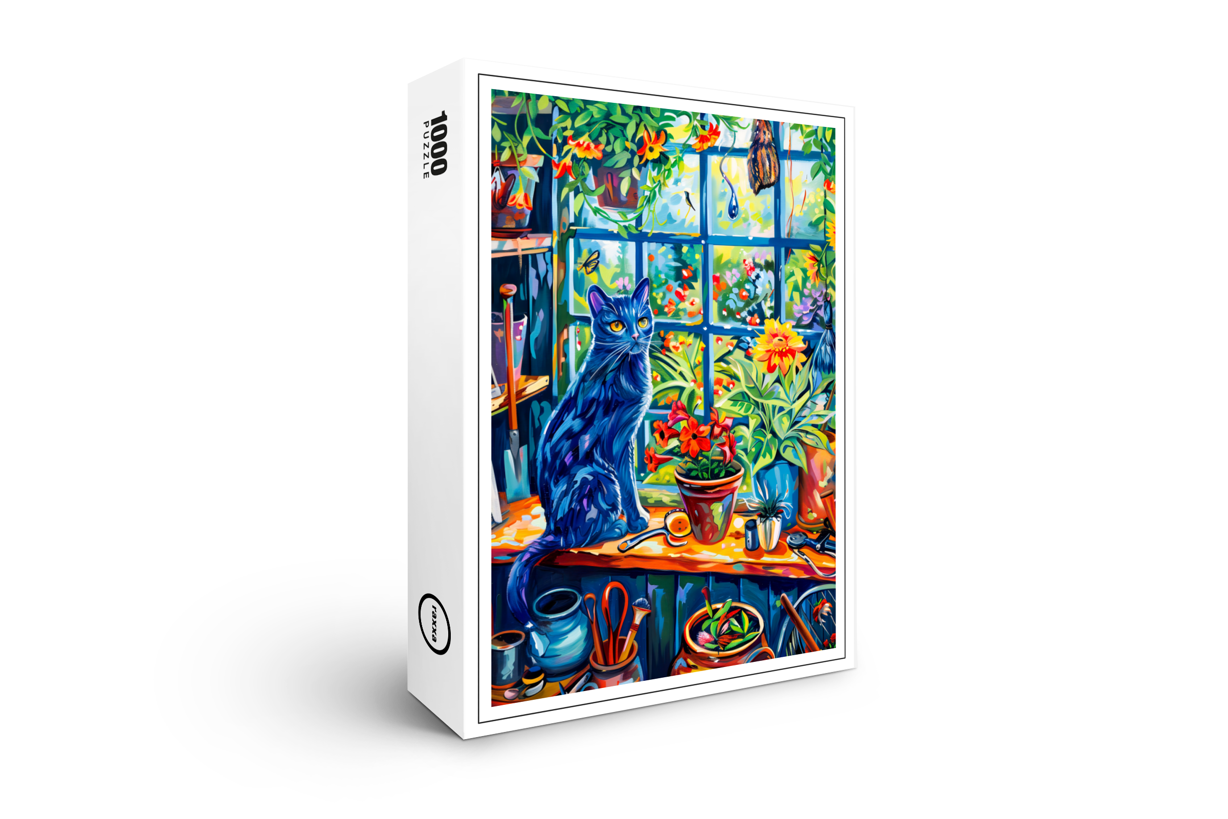 raxxa Premium-Puzzle: Cat sitting on Garden House Windowsill