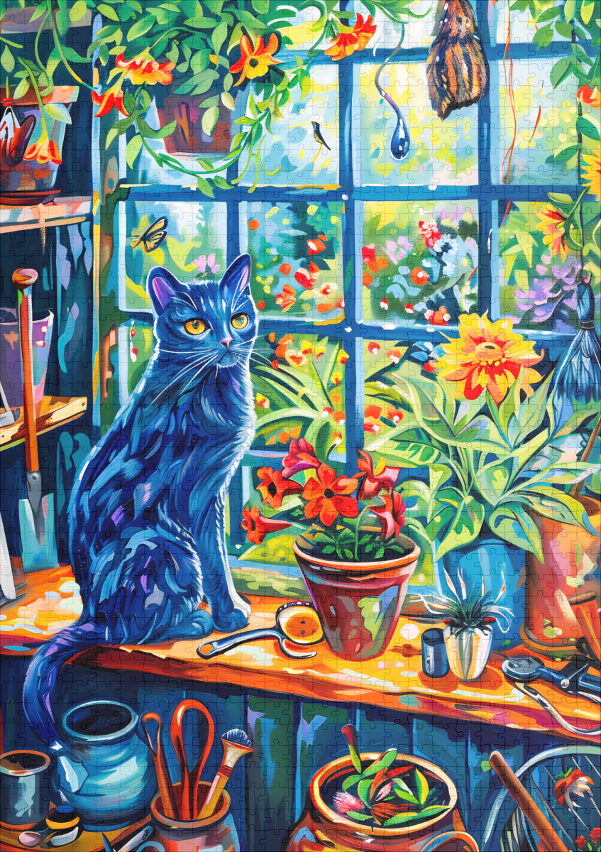 raxxa Premium-Puzzle: Cat sitting on Garden House Windowsill - Imagen 2