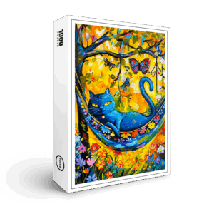 raxxa Premium-Puzzle: Cat in Hammock Under Tree