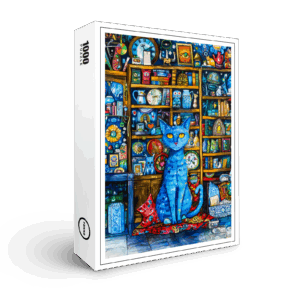 raxxa Premium-Puzzle: Blue Cat by Colorful Shelf