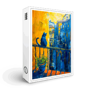 raxxa Premium-Puzzle: Cat is sitting on Balcony Railing