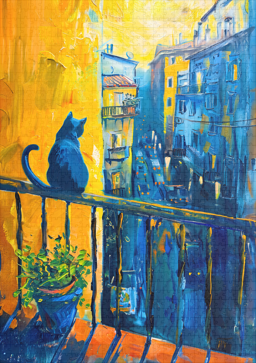raxxa Premium-Puzzle: Cat is sitting on Balcony Railing - Image 2