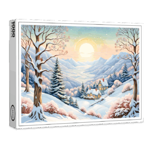 raxxa Premium-Puzzle: Pastel Watercolor Sunny Winter Landscape