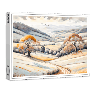 raxxa Premium-Puzzle: Pastel Watercolor Sunny Winter Landscape