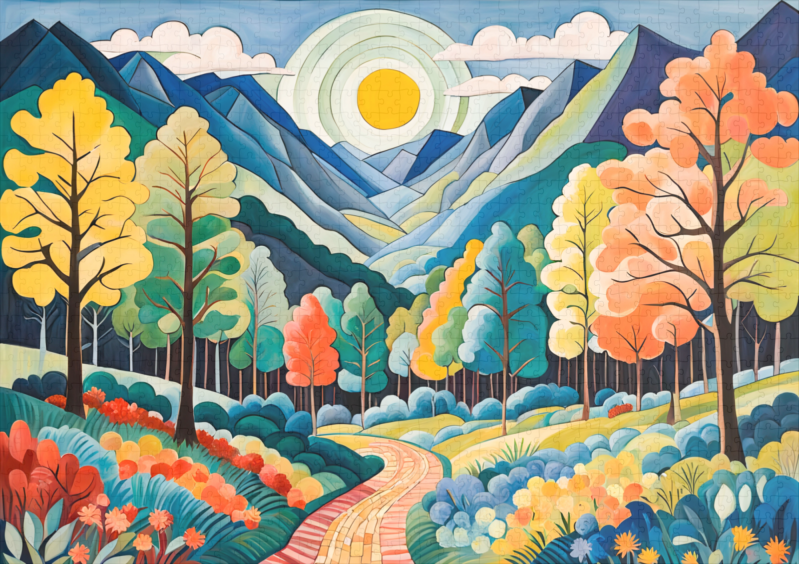 raxxa Premium-Puzzle: Mountainous Autumn Landscape with Trail - immagine 2