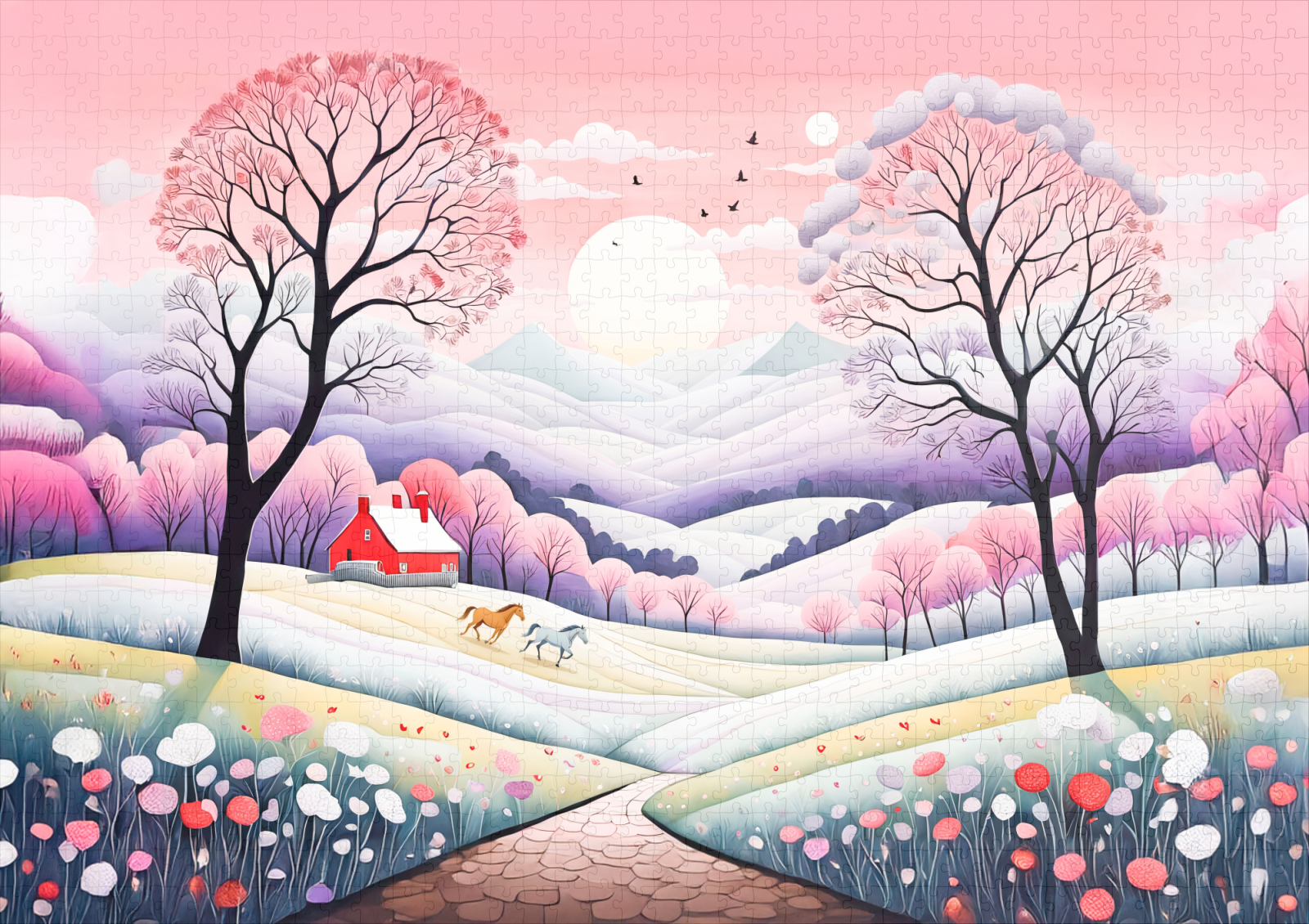 raxxa Premium-Puzzle: Rural Landscape Winter to Spring Transition - Image 2