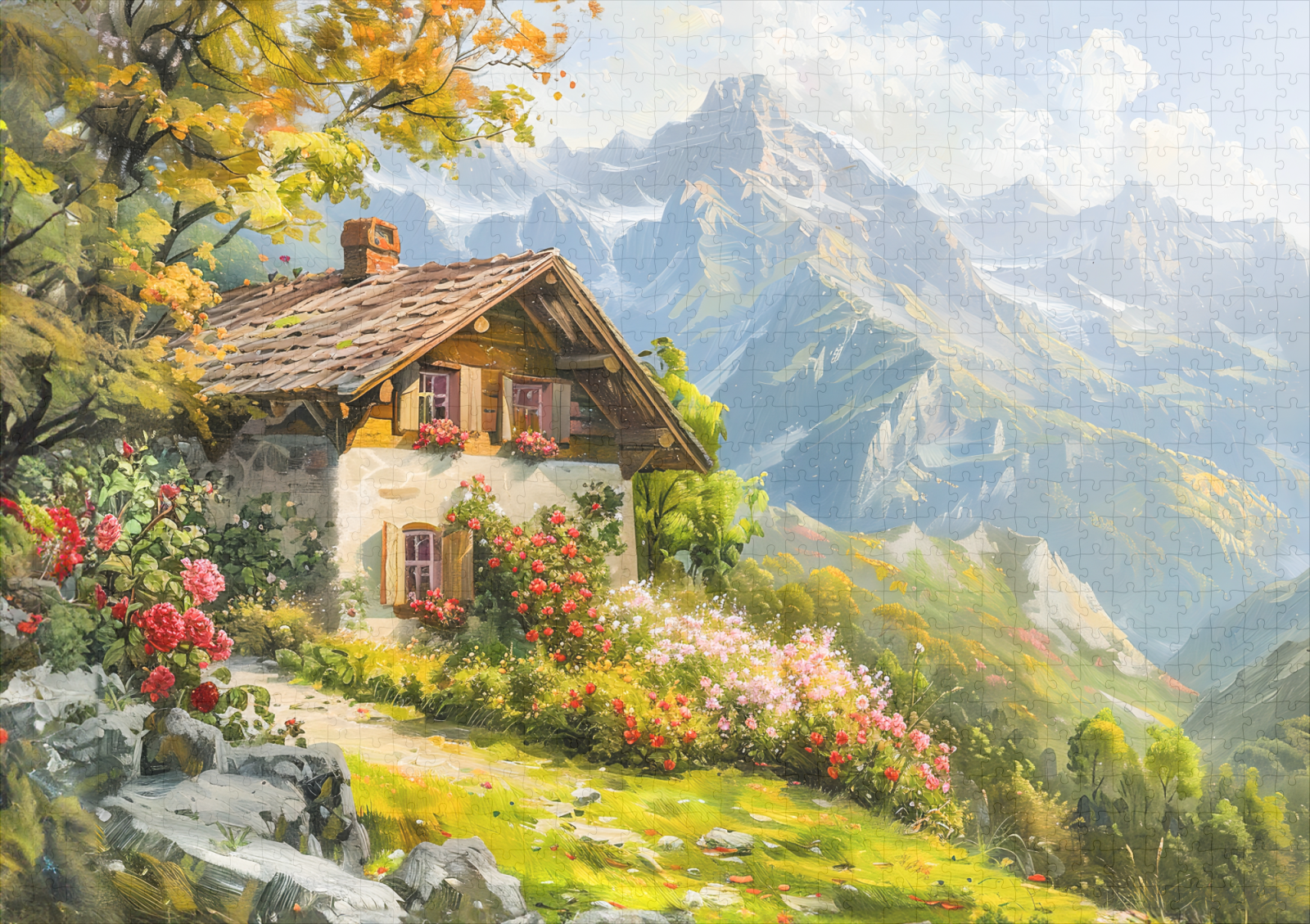 raxxa Premium-Puzzle: Alpine Farmhouse with Valley View - immagine 2