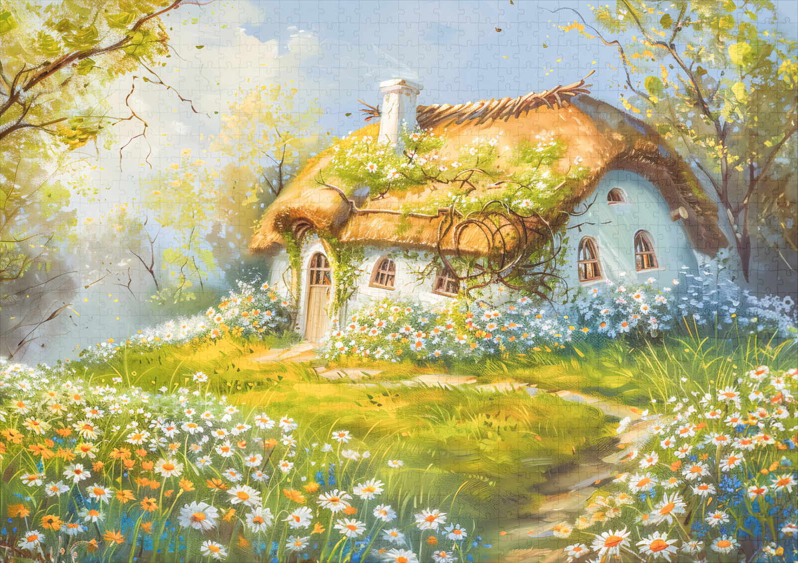 raxxa Premium-Puzzle: Thatched Roof Cottage by Daisy Meadow - Image 2