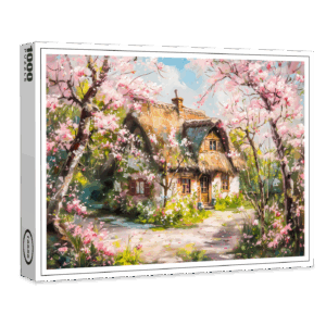 raxxa Premium-Puzzle: Spring Cottage with Blossoming Fruit Trees