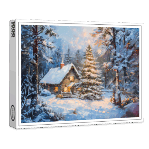 raxxa Premium-Puzzle: Cozy Winter Cottage with Christmas Tree