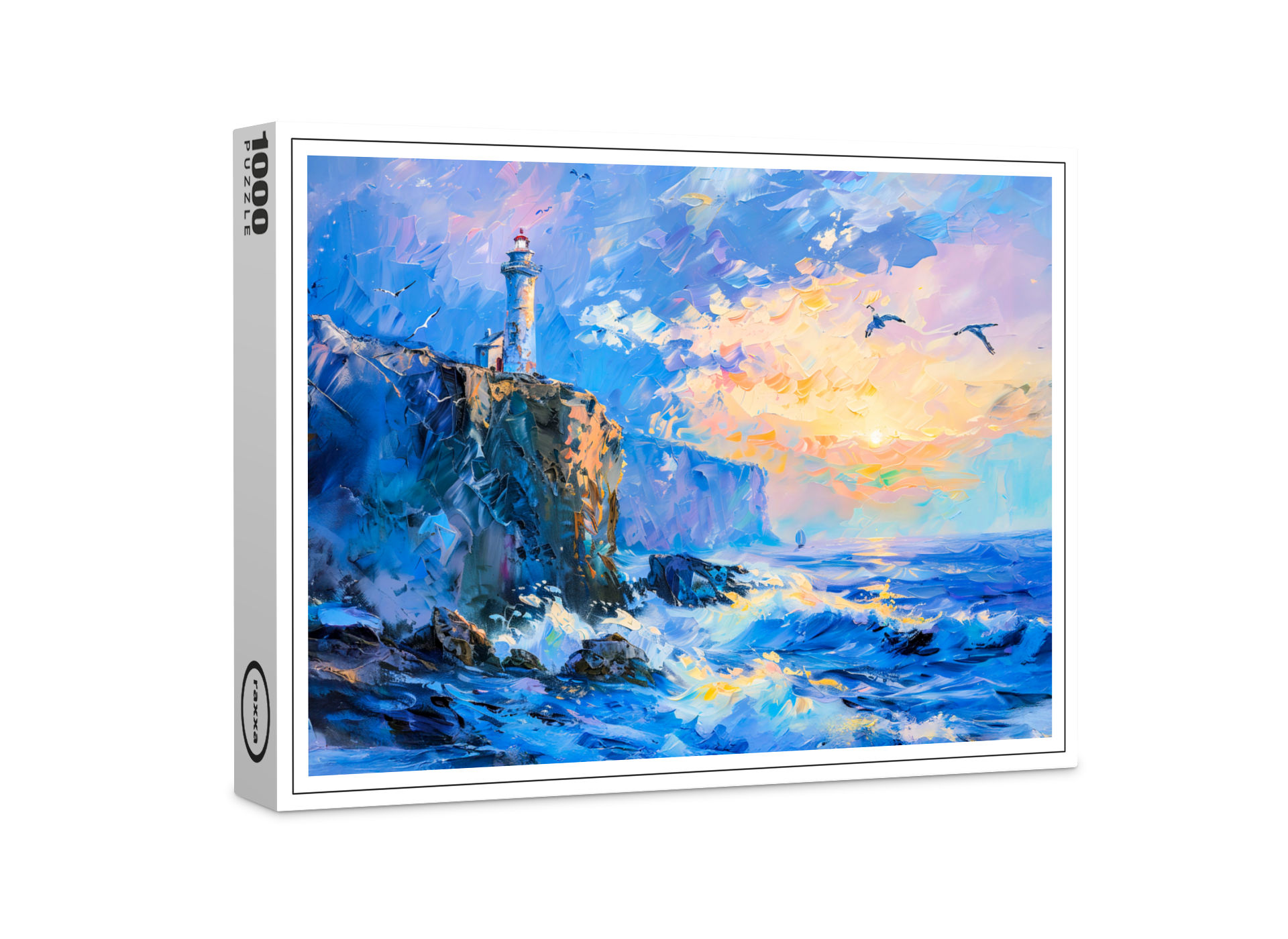 raxxa Premium-Puzzle: Lighthouse on Rocky Coast Impressionist Seascape