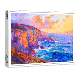 raxxa Premium-Puzzle: Cliffs in Fiery Sunset Impressionist Landscape