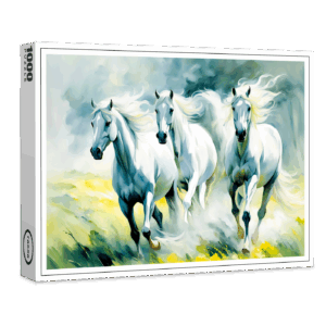 raxxa Premium-Puzzle: Three Horses Running Through Flower Field