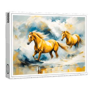 raxxa Premium-Puzzle: Two Chestnut Horses Running Through Red Sand