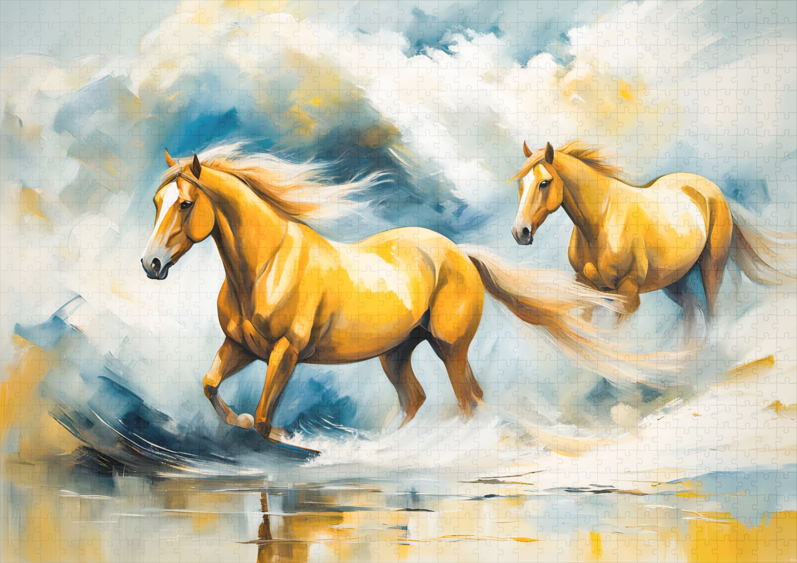 raxxa Premium-Puzzle: Two Chestnut Horses Running Through Red Sand - Imagen 2