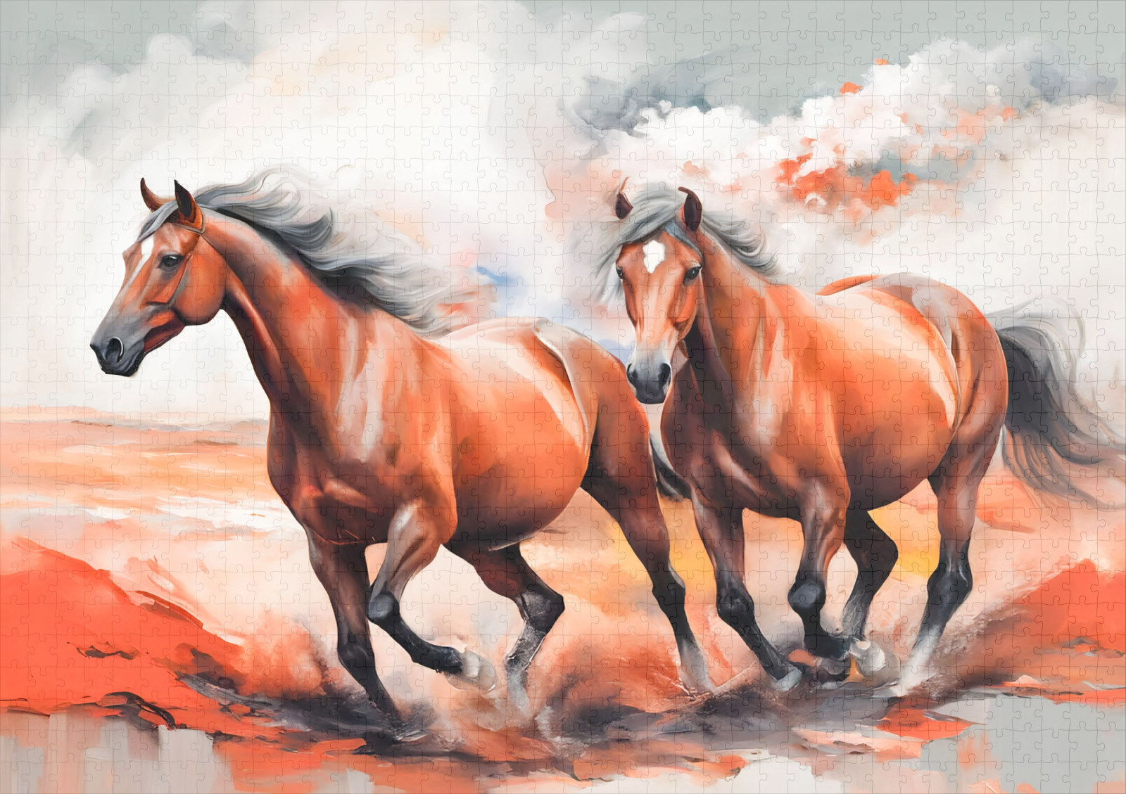 raxxa Premium-Puzzle: Two Chestnut Horses Running Through Red Sand - immagine 2